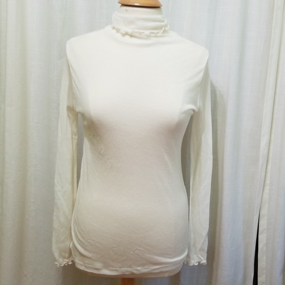 Sheer off white long sleeve shirt